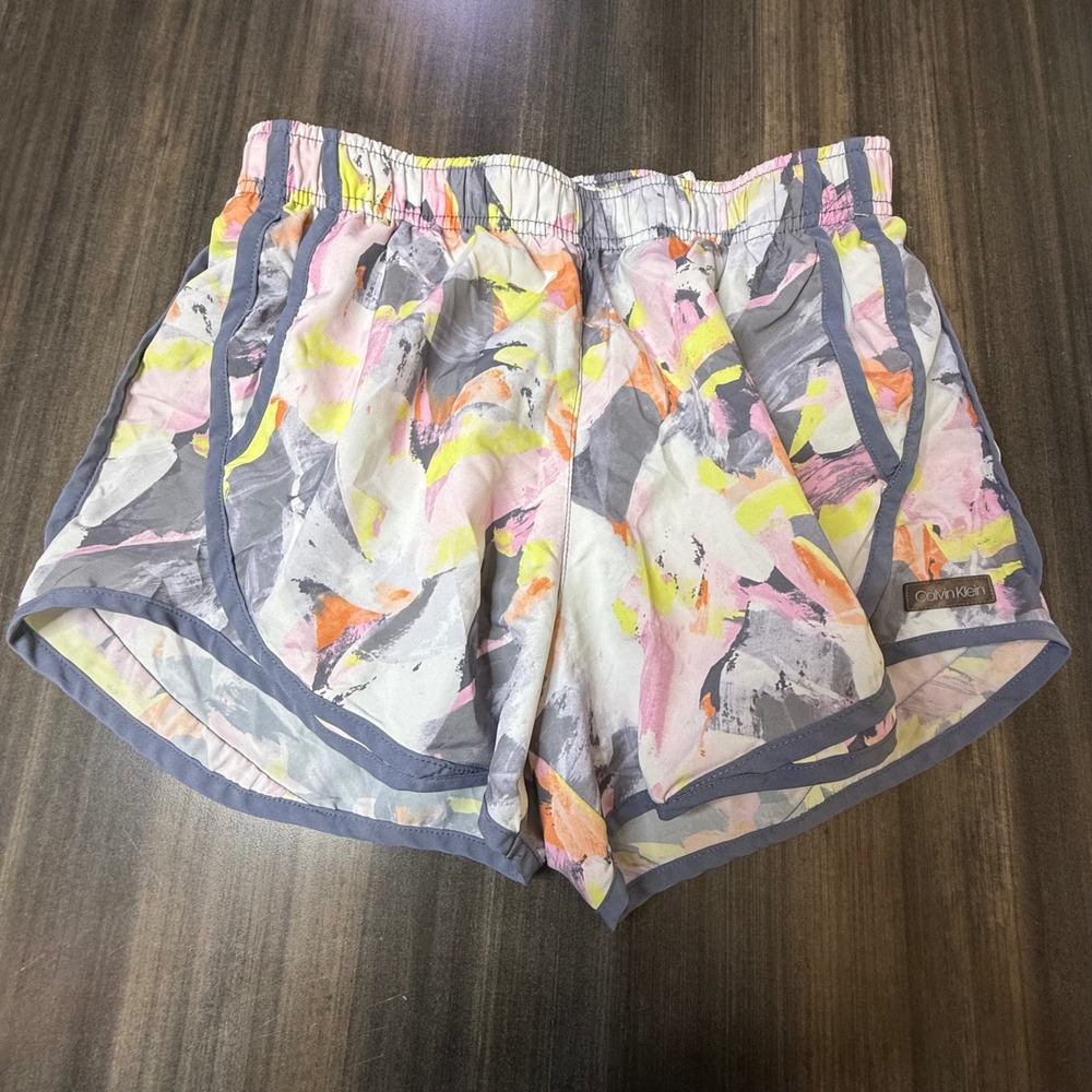 Calvin Klein Women's Running Shorts‎ Abstract Print Elastic Waist Activewear